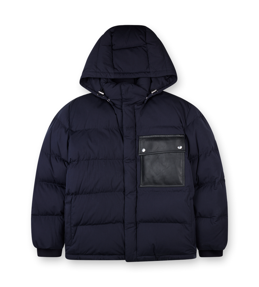 Bottega Veneta Tech Cotton Padded Jacket in Navy Blue
