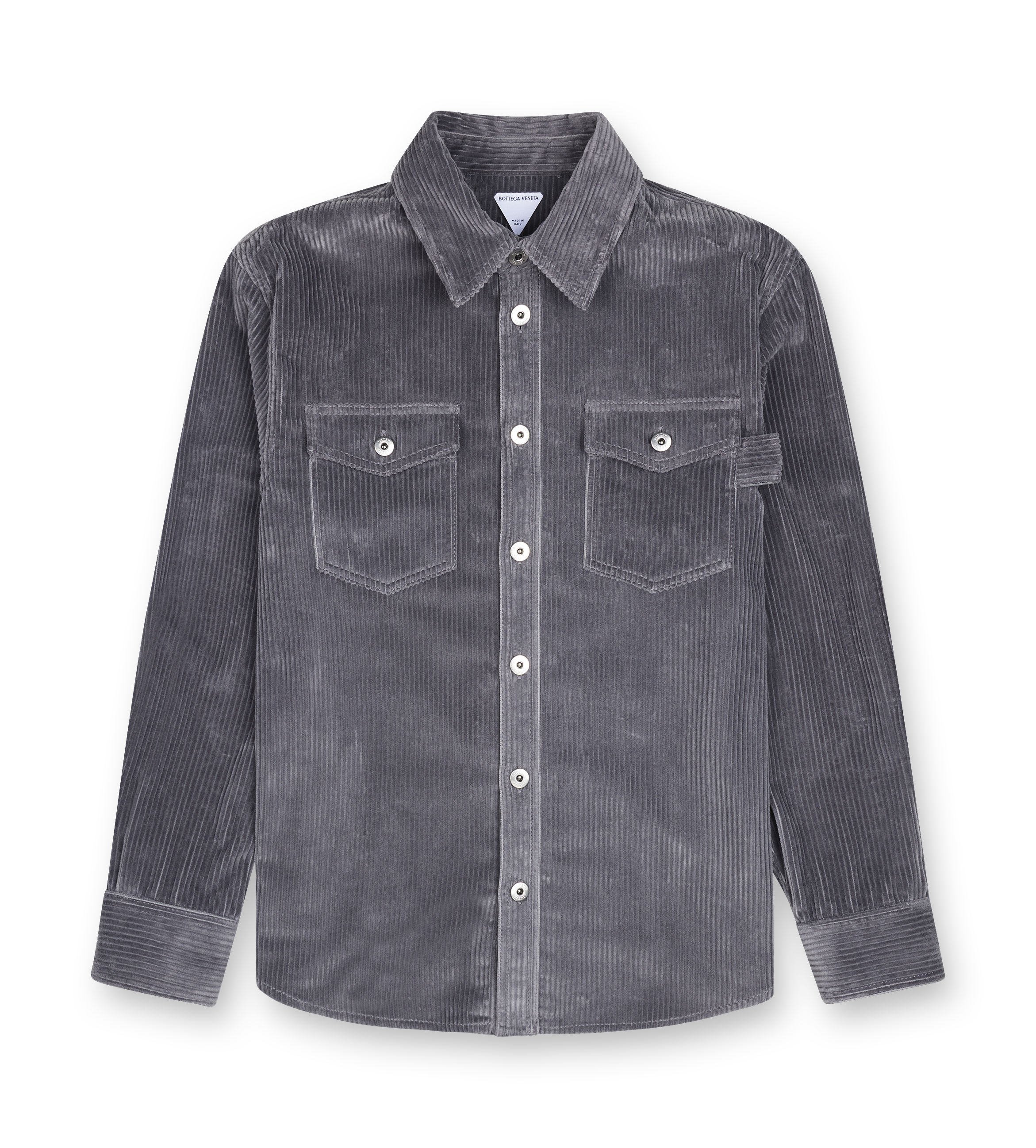 Bottega Veneta mat katoenen corduroy overhemd in dondergrijs