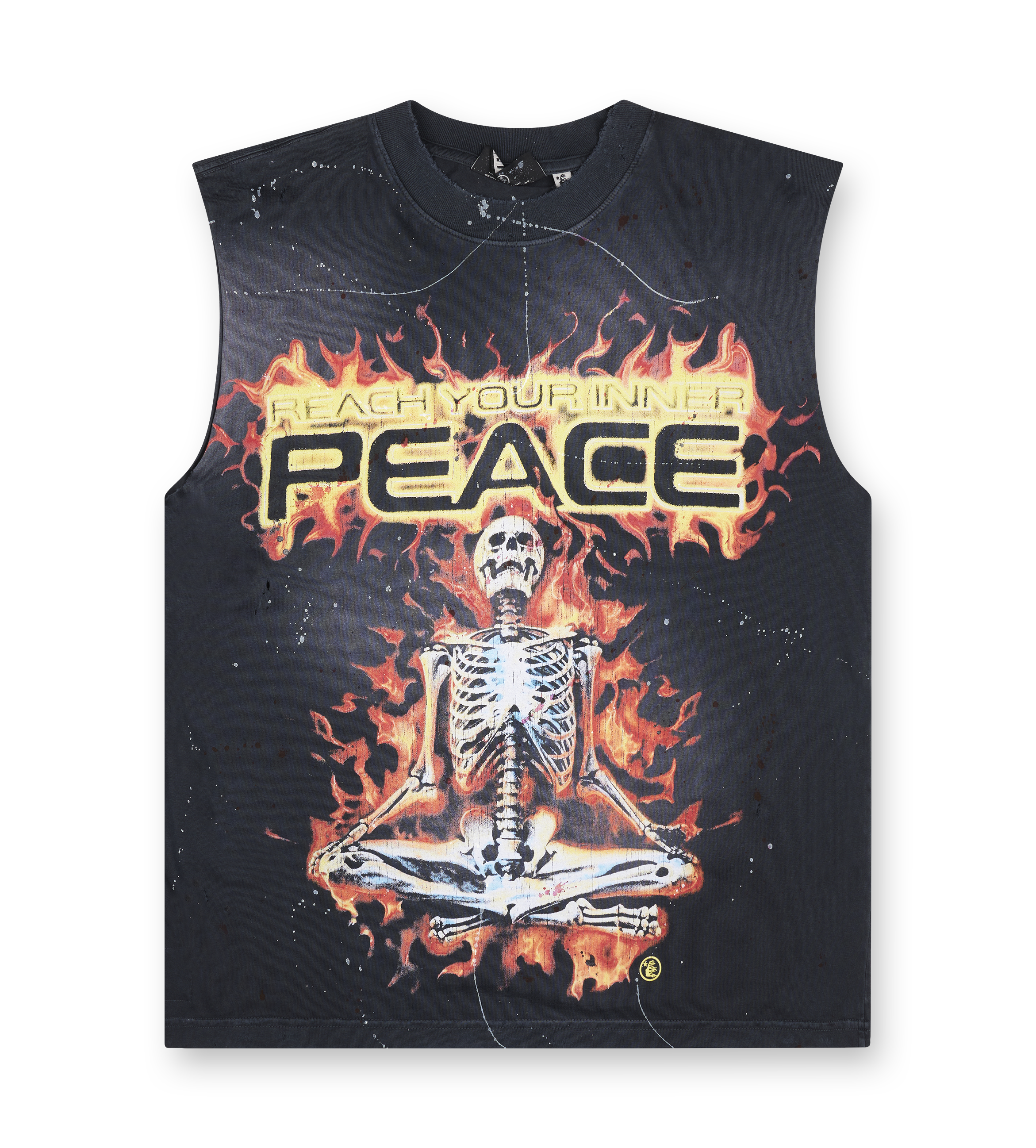 Inner Peace Skeleton Sleeveless Tee in Black