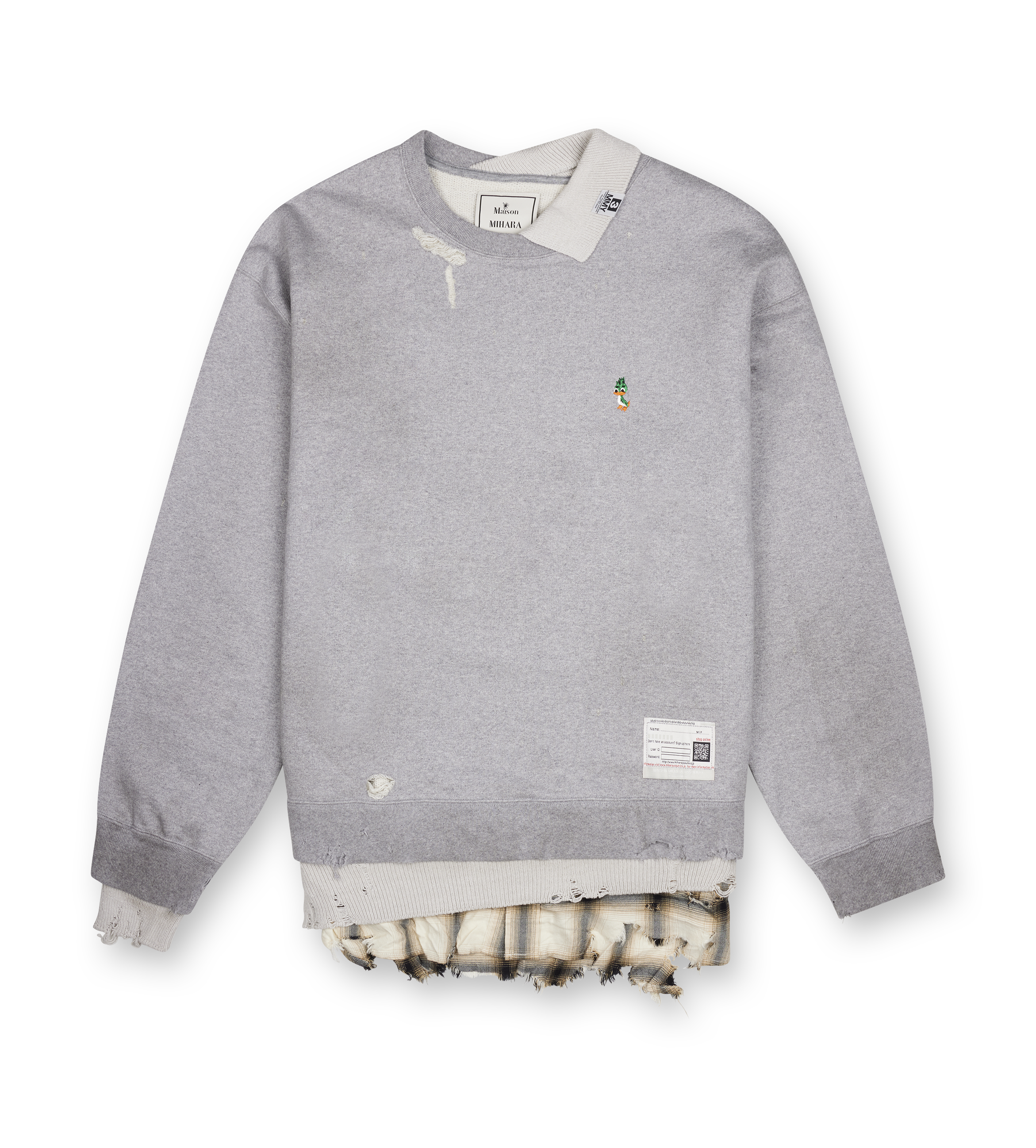 Maison Mihara Yasuhiro Layered Frayed Sweatshirt in Grey