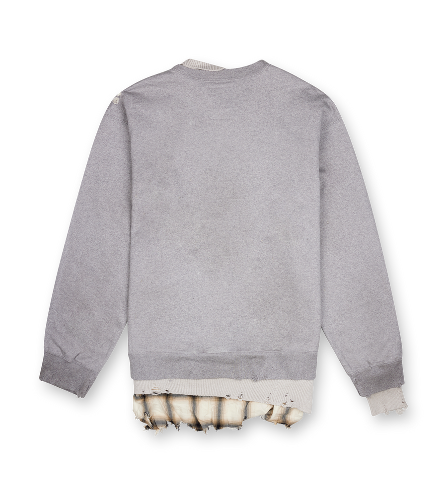 Maison Mihara Yasuhiro Layered Frayed Sweatshirt in Grey