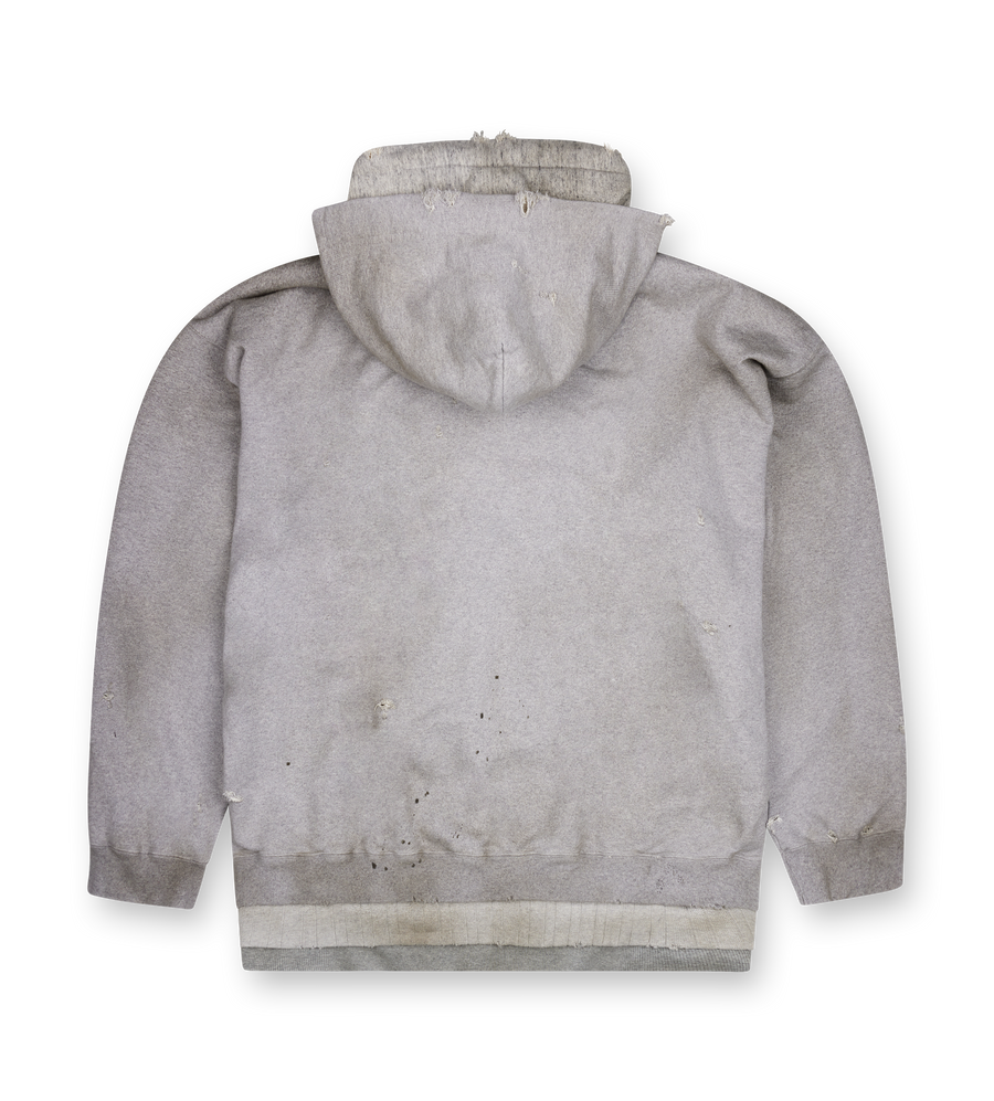 Maison Mihara Yasuhiro Triple Layered Zip-Up Hoodie in Grey