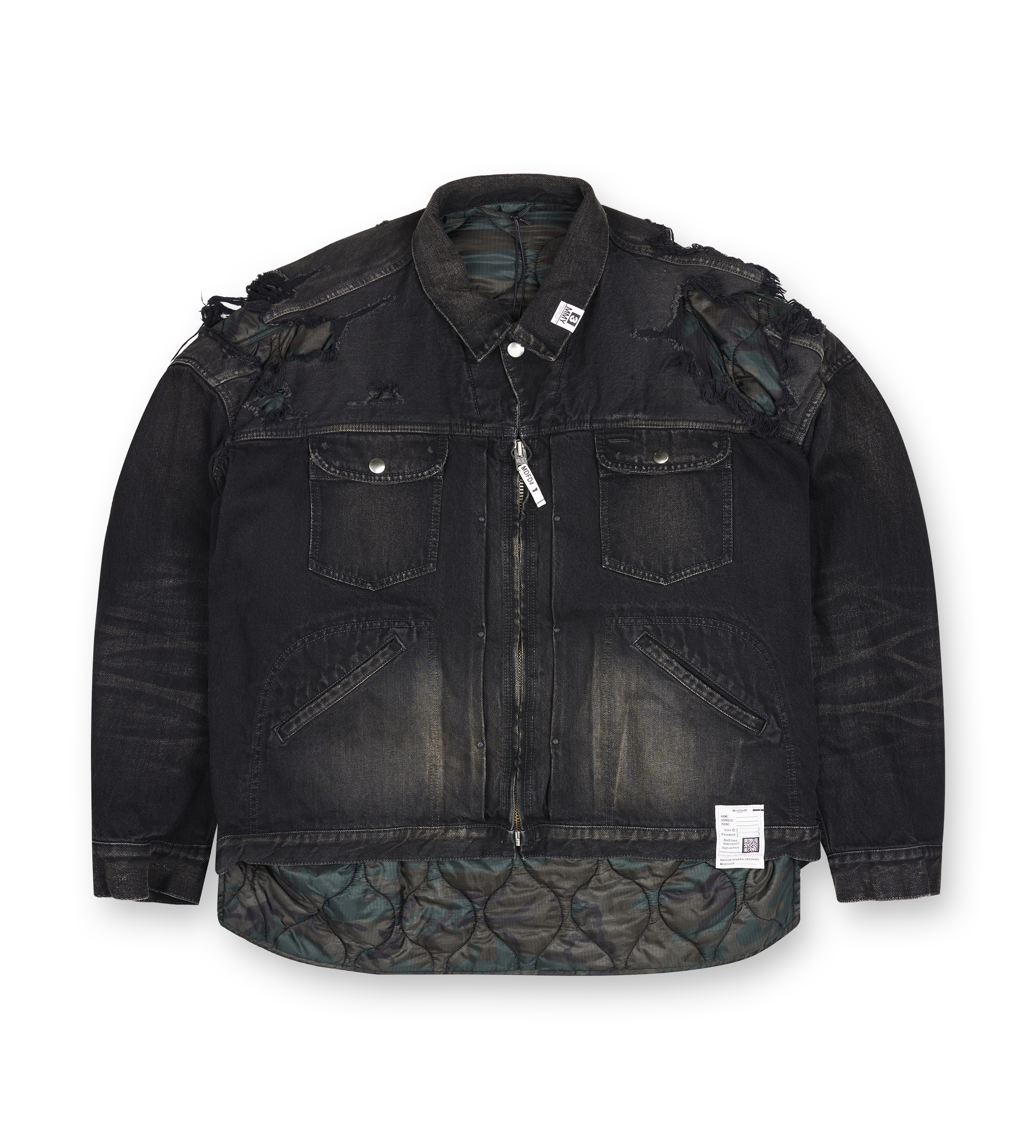 Maison Mihara Yasuhiro Military Layered Denim Jacket in Black