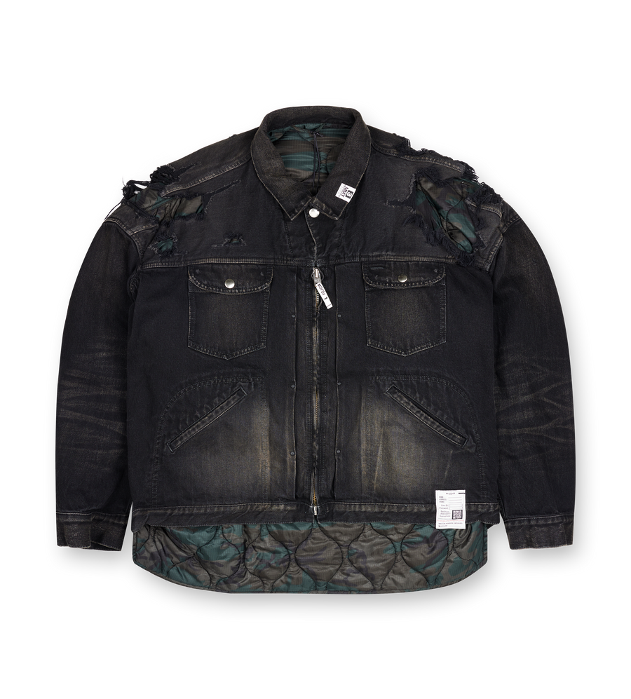 Maison Mihara Yasuhiro Military Layered Denim Jacket in Black
