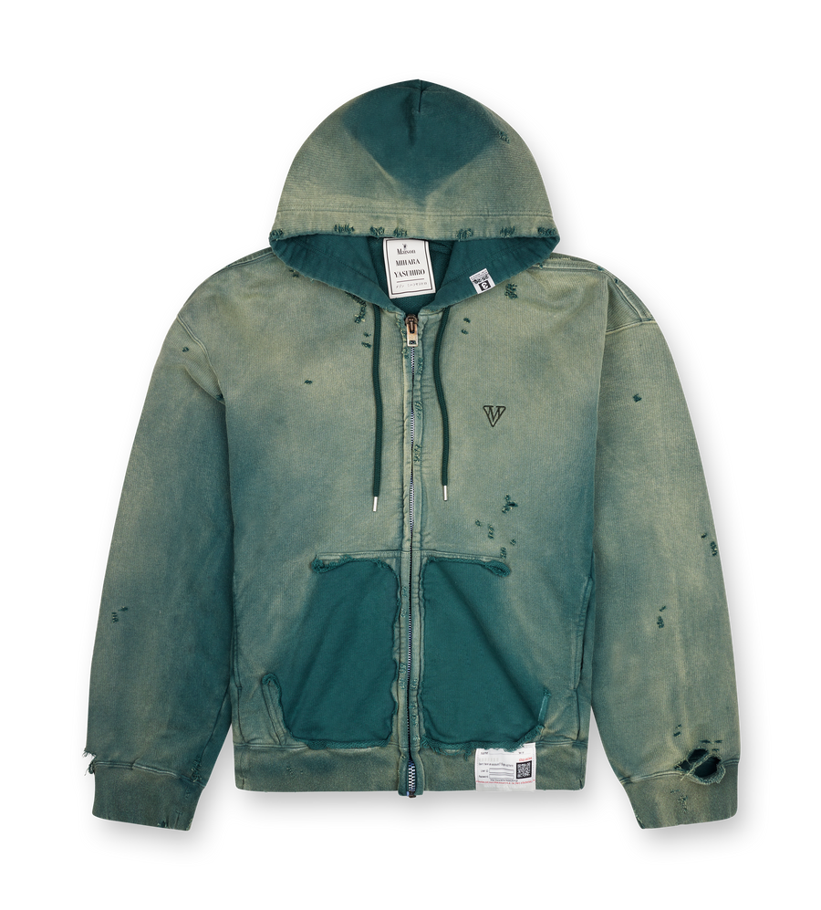 Maison Mihara Yasuhiro Sun Faded Like Zip-Up Hoodie in Black