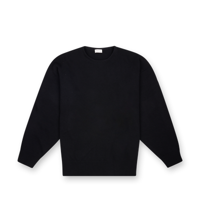Waffle Crewneck Sweater in Black