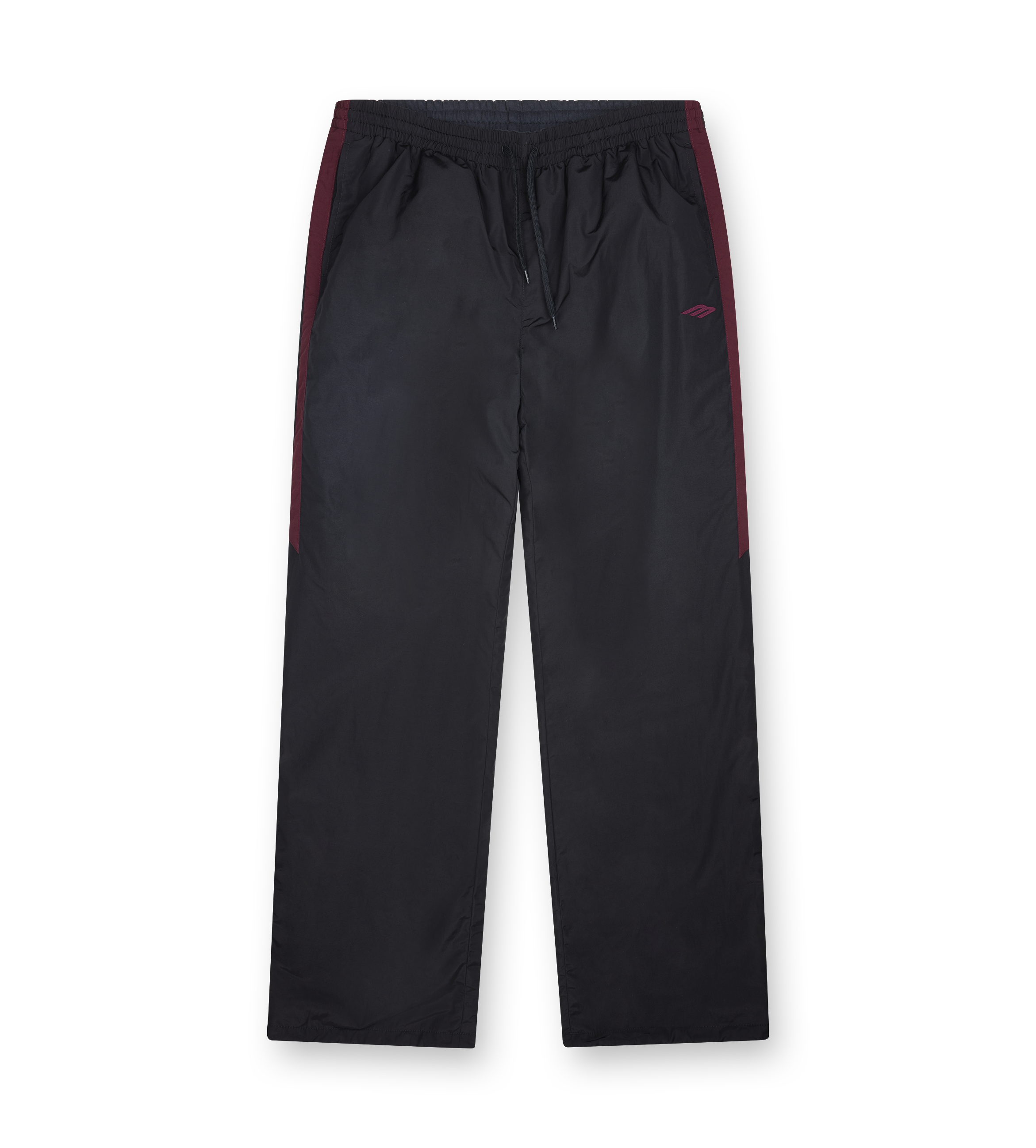 Balenciaga Reversible Techno Cotton Poplin Track Pants in Black/Bordeaux