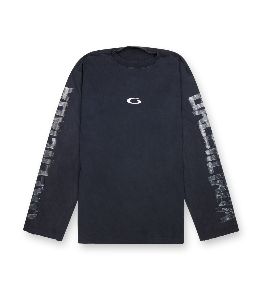 Balenciaga Transparent Tape Shifted Long Sleeve T-Shirt in Black