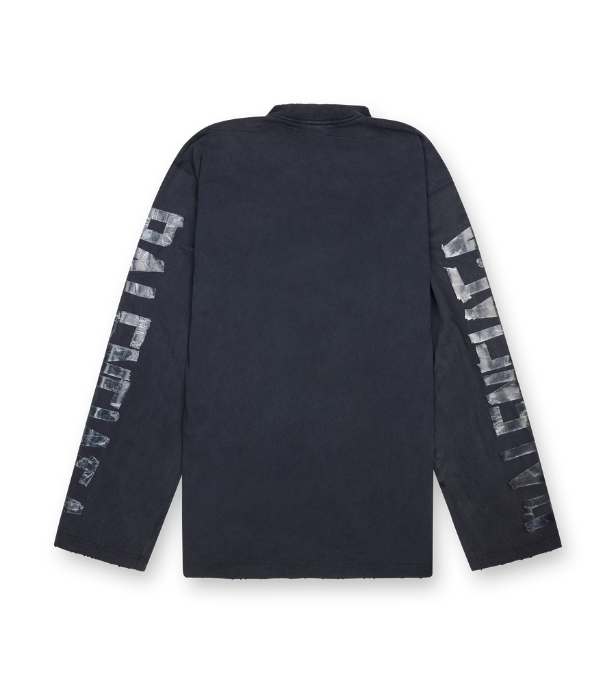 Balenciaga Transparent Tape Shifted Long Sleeve T-Shirt in Black