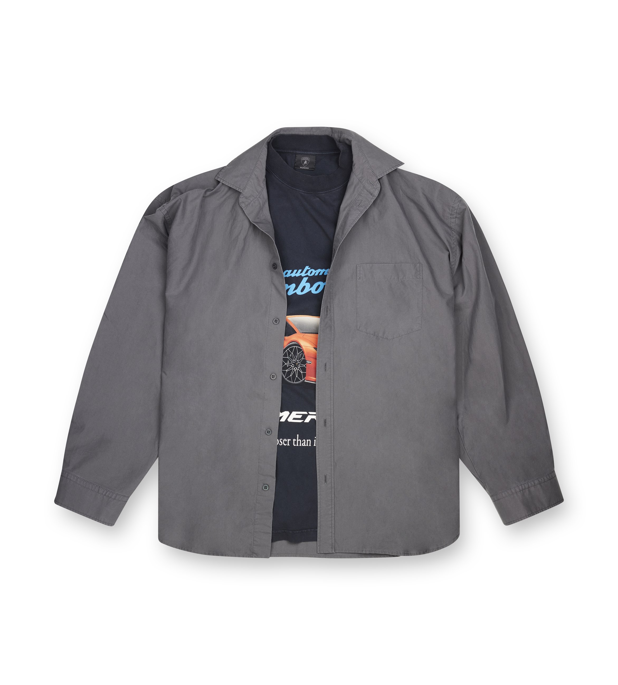Balenciaga x Automobili Lamborghini Layered Poplin Shirt in Grey
