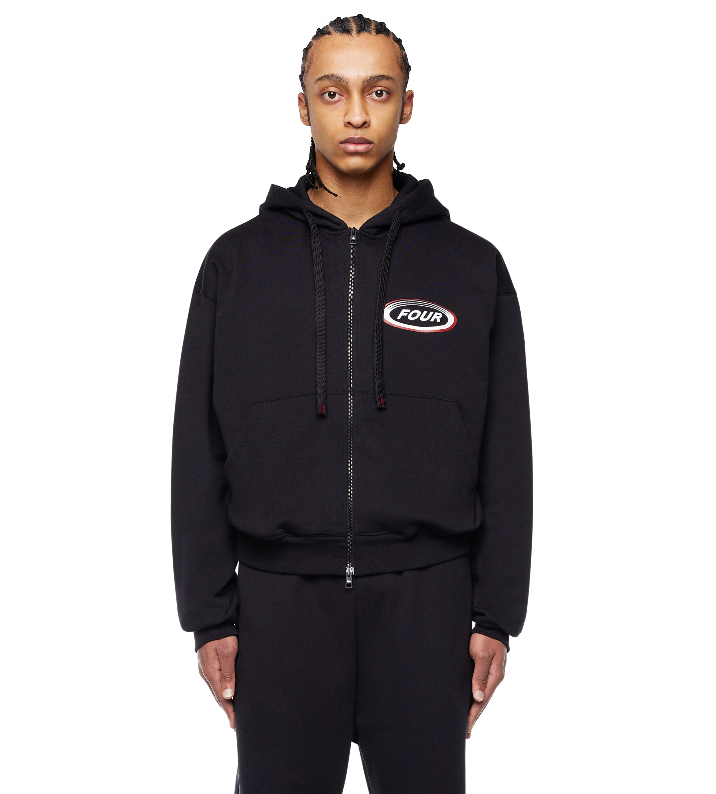 Reconstructed Circles Zip Up Hoodie Black