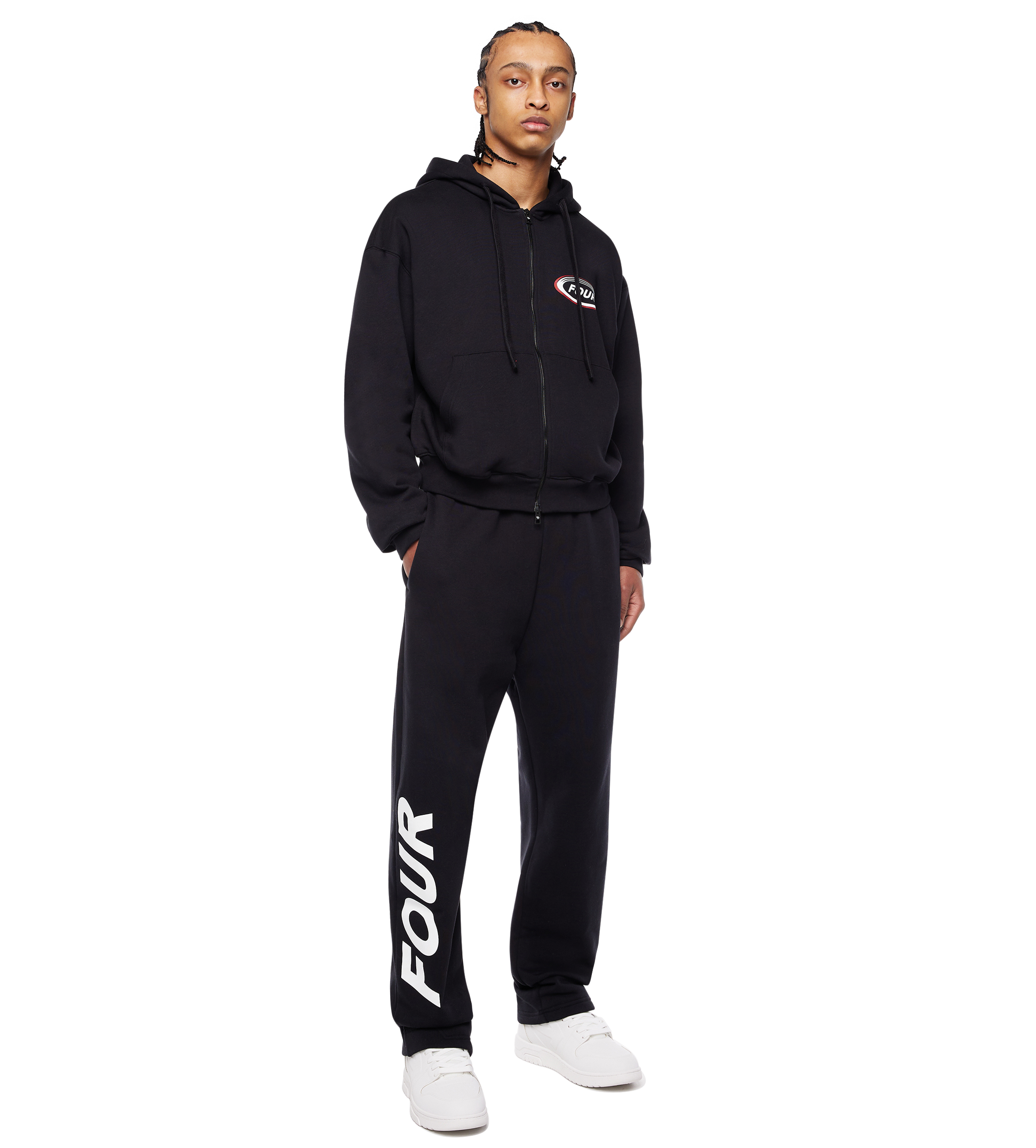 Reconstructed Circles Zip Up Hoodie Black