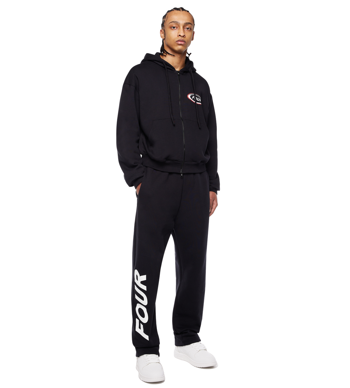 Reconstructed Circles Zip Up Hoodie Black