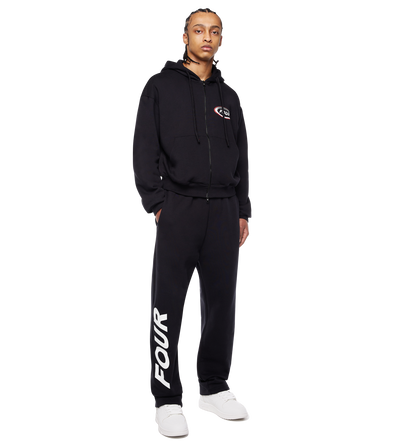 Reconstructed Circles Zip Up Hoodie Black