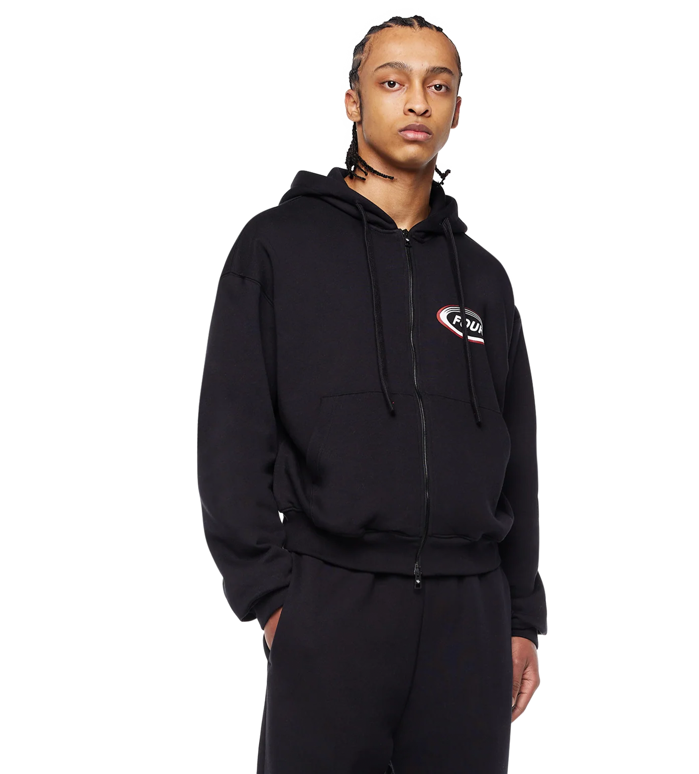 Reconstructed Circles Zip Up Hoodie Black