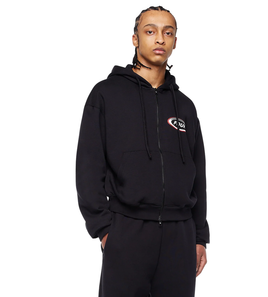 Reconstructed Circles Zip Up Hoodie Black