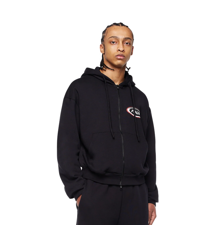 Reconstructed Circles Zip Up Hoodie Black