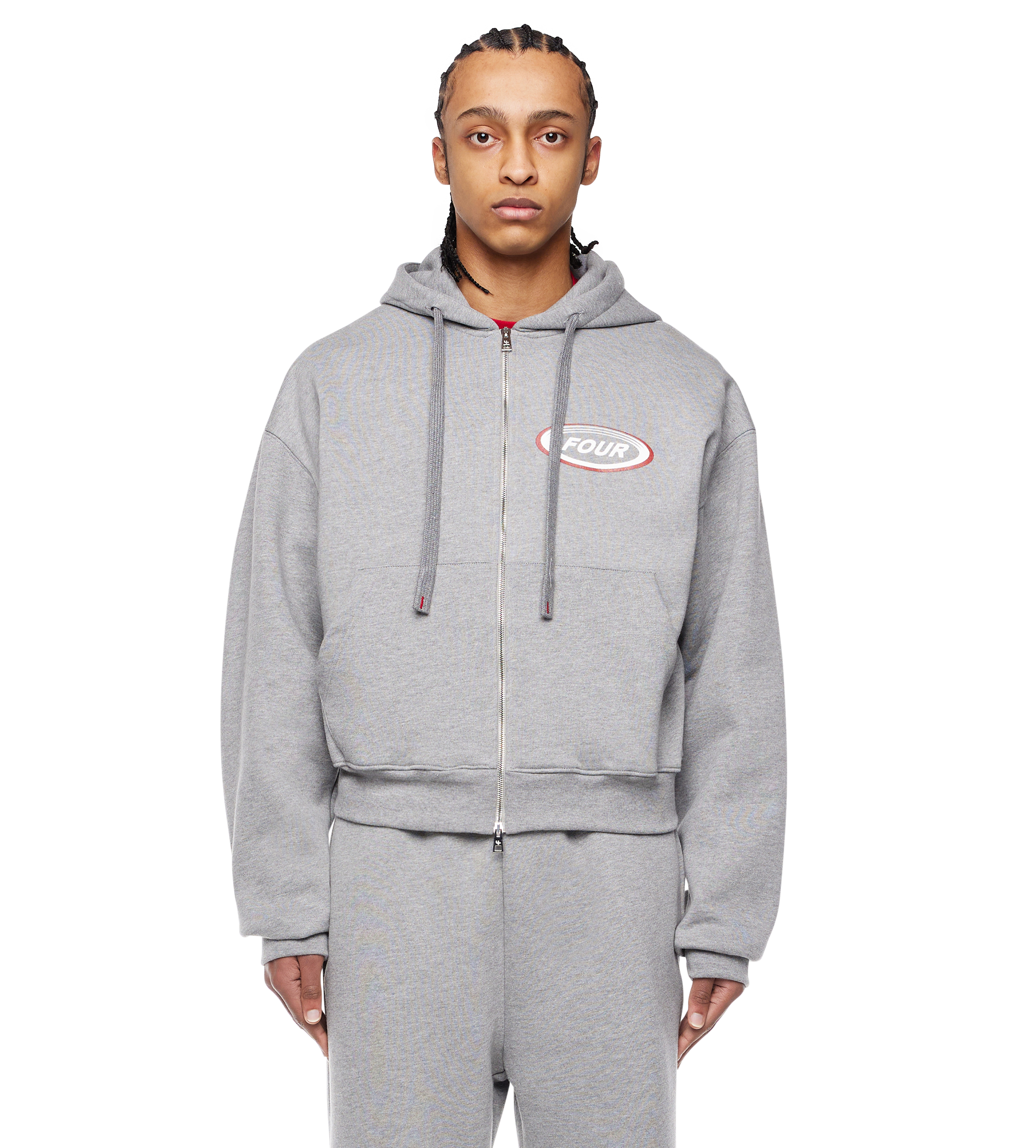 Reconstructed Circles Zip Up Hoodie Grey Melange
