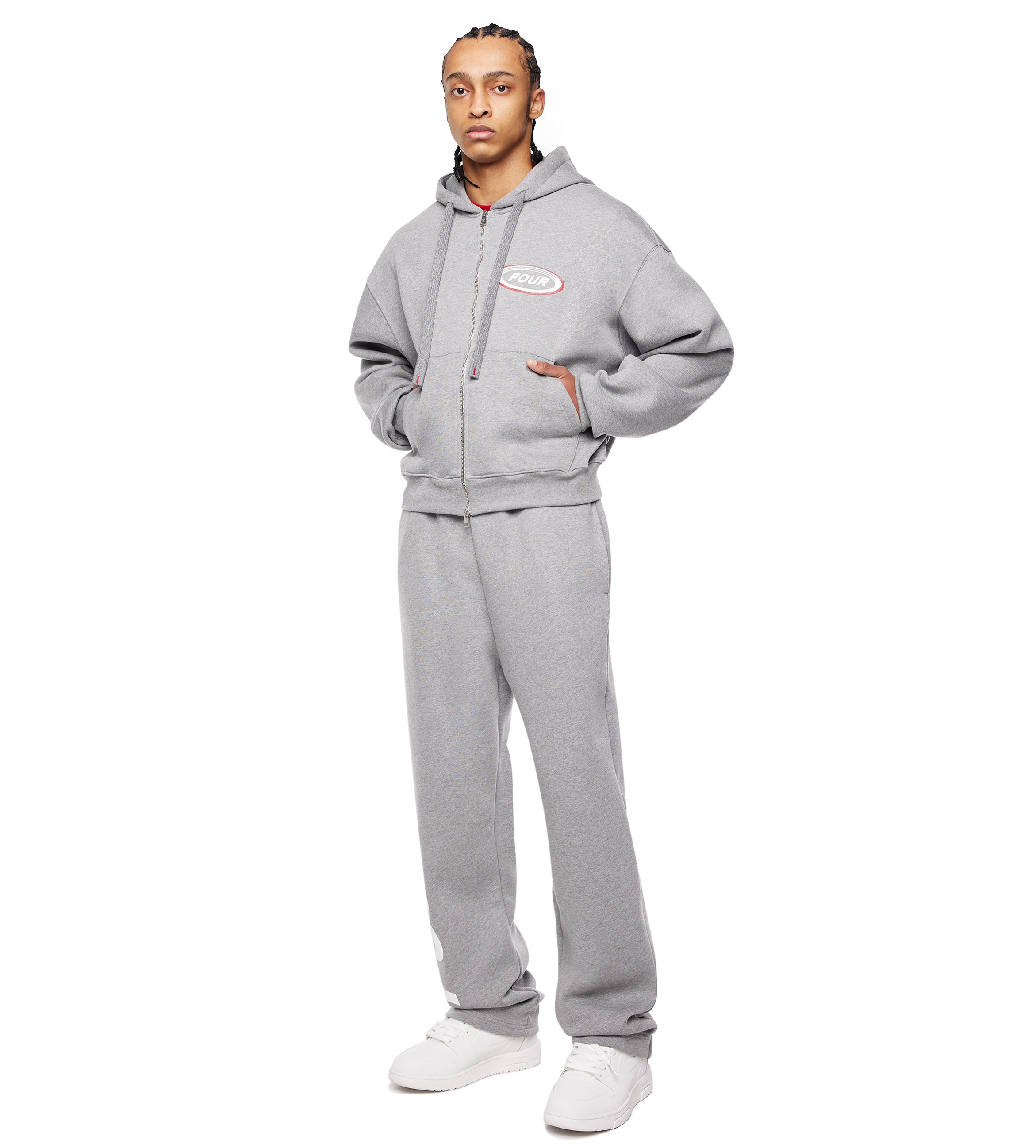 Reconstructed Circles Zip Up Hoodie Grey Melange