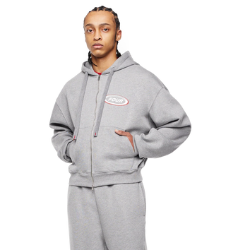 Reconstructed Circles Zip Up Hoodie Grey Melange