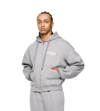 Reconstructed Circles Zip Up Hoodie Grey Melange