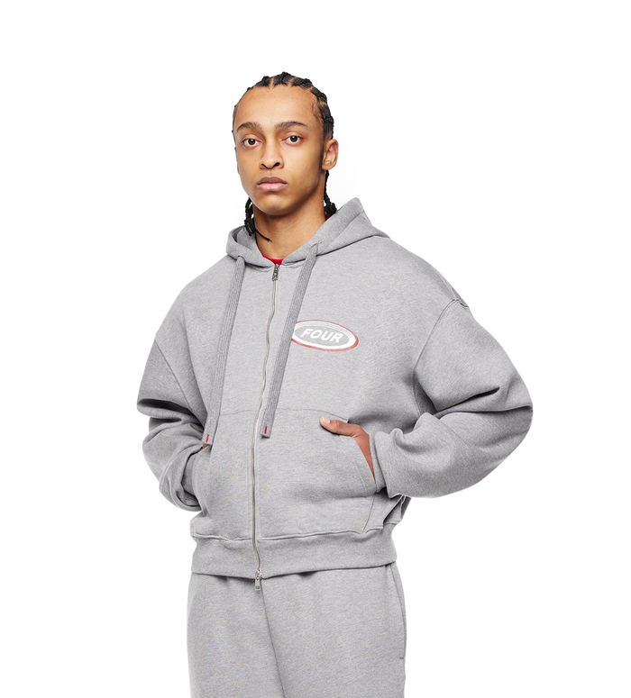Reconstructed Circles Zip Up Hoodie Grey Melange