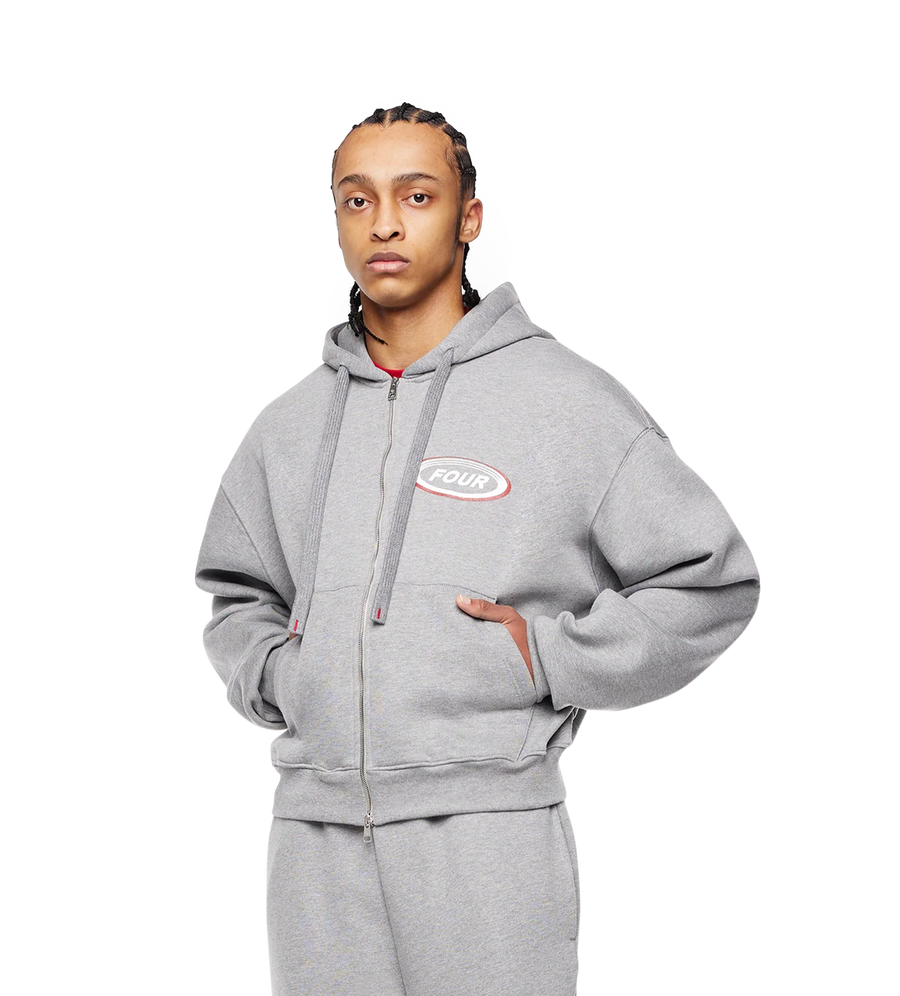 Reconstructed Circles Zip Up Hoodie Grey Melange