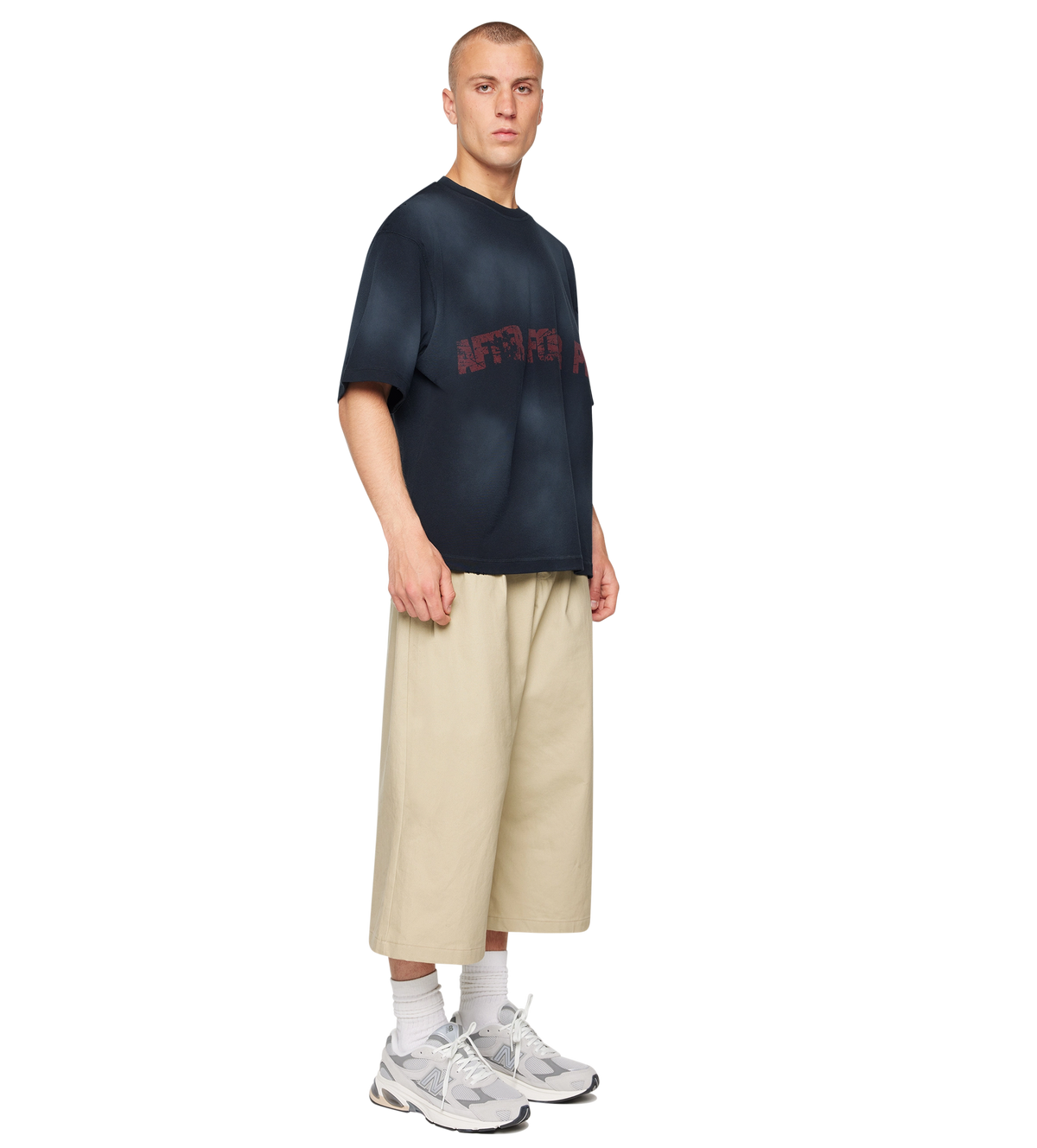After 4PM Destroyed Boxy T-shirt Washed Black