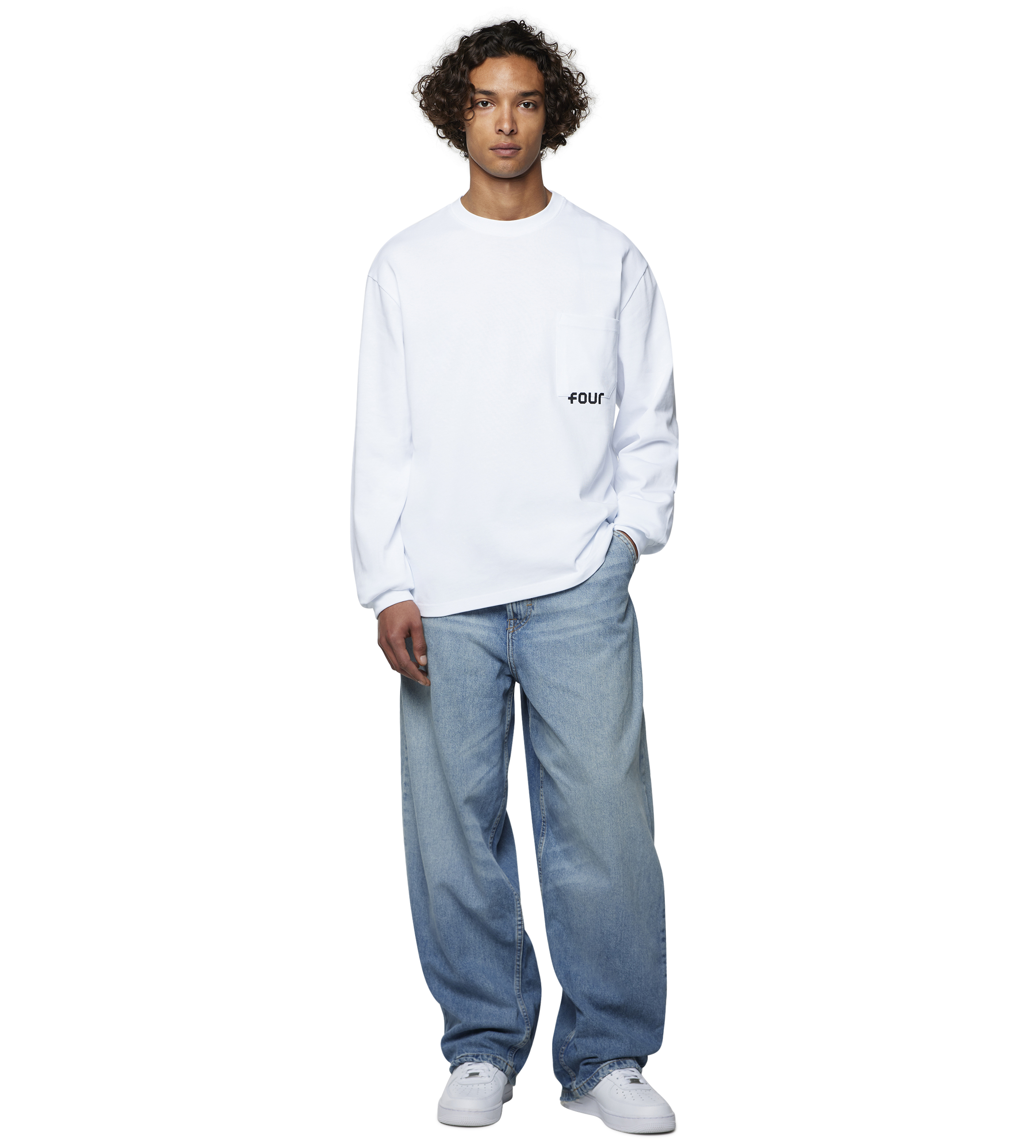 Logo Long Sleeve Pocket T-shirt - White