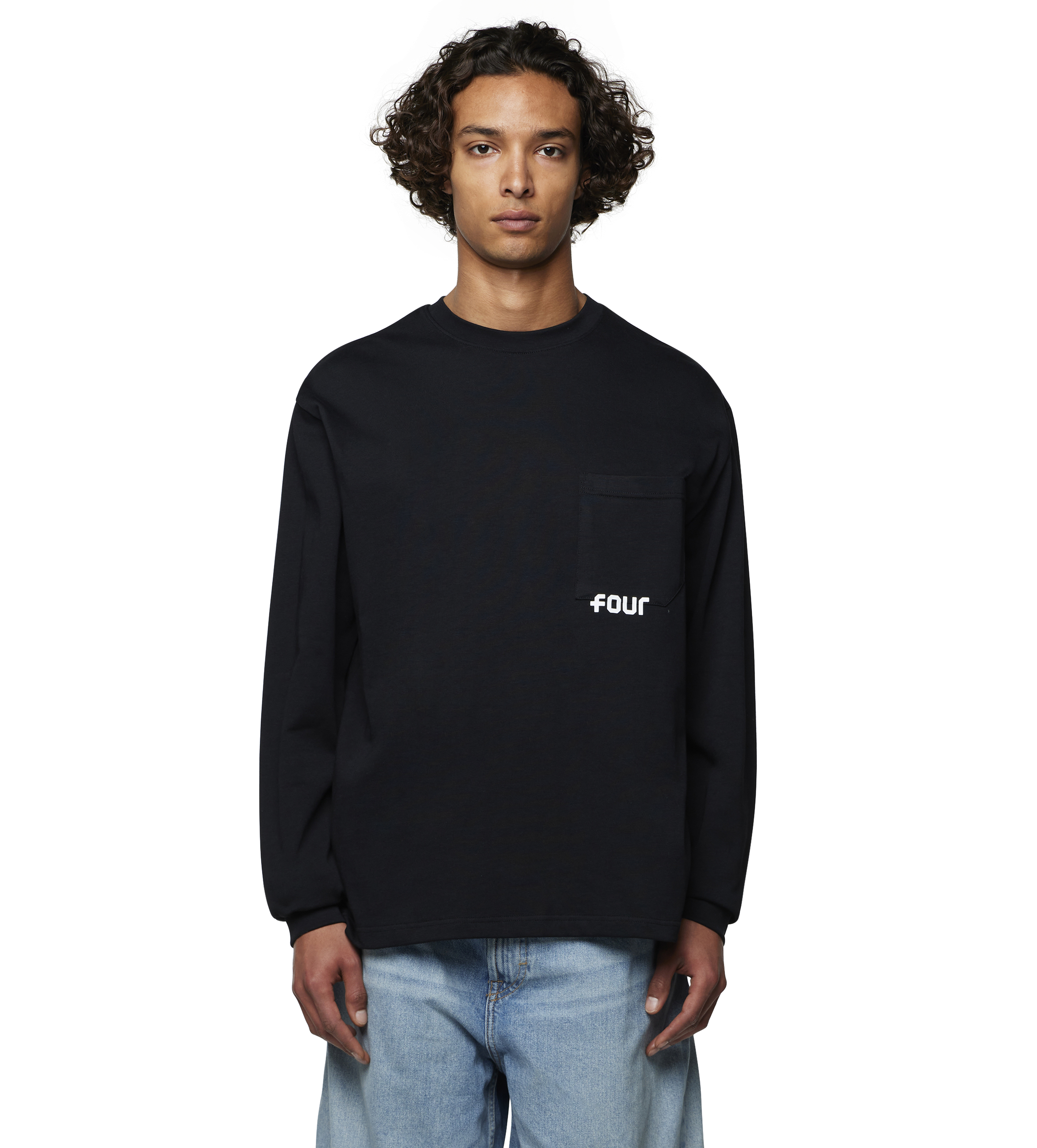 Logo Long Sleeve Pocket T-shirt Black