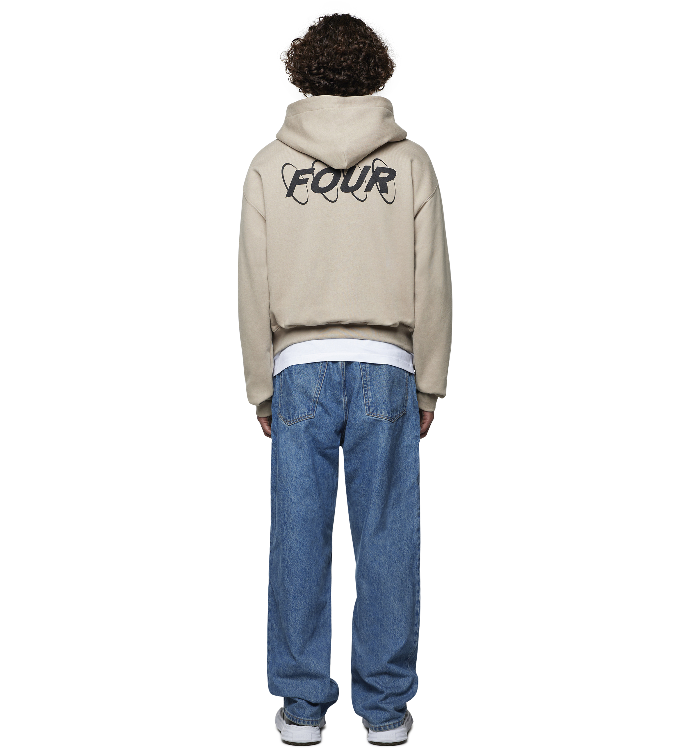 Circles Boxy Zip Up Hoodie Vintage Khaki 