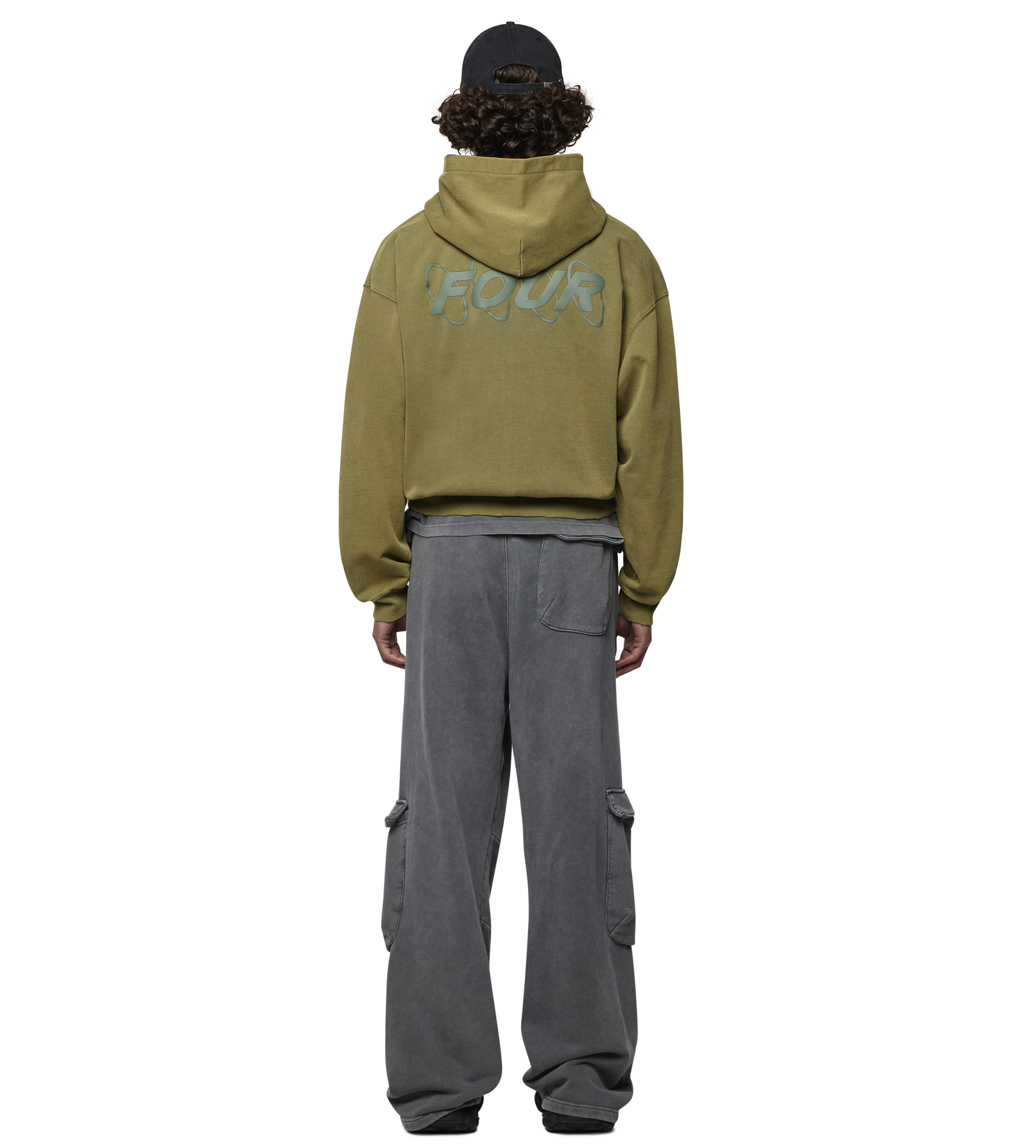 Circles Zip Up Hoodie Washed Olive