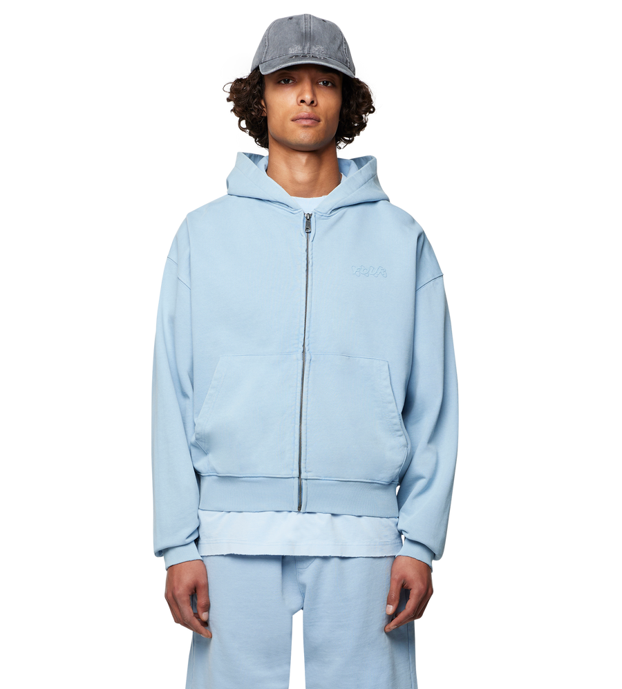 Circles Zip Up Hoodie Washed Ice Blue