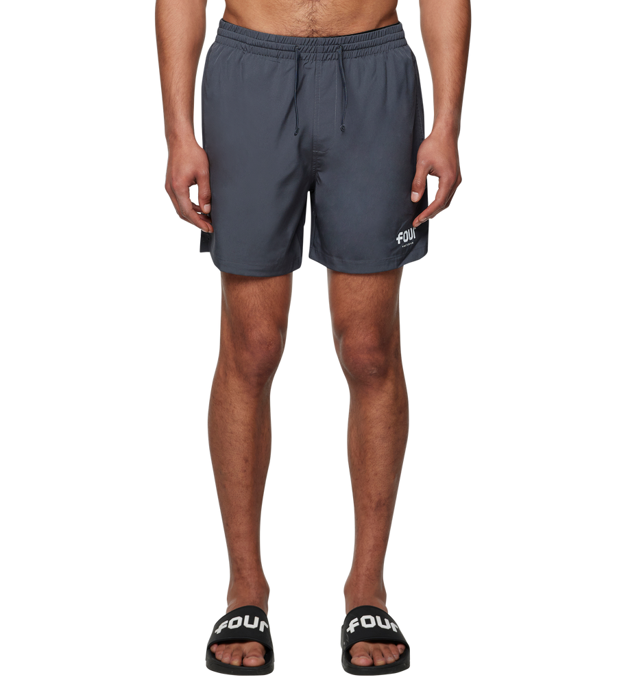 Logo Swim Shorts Asphalt/ White