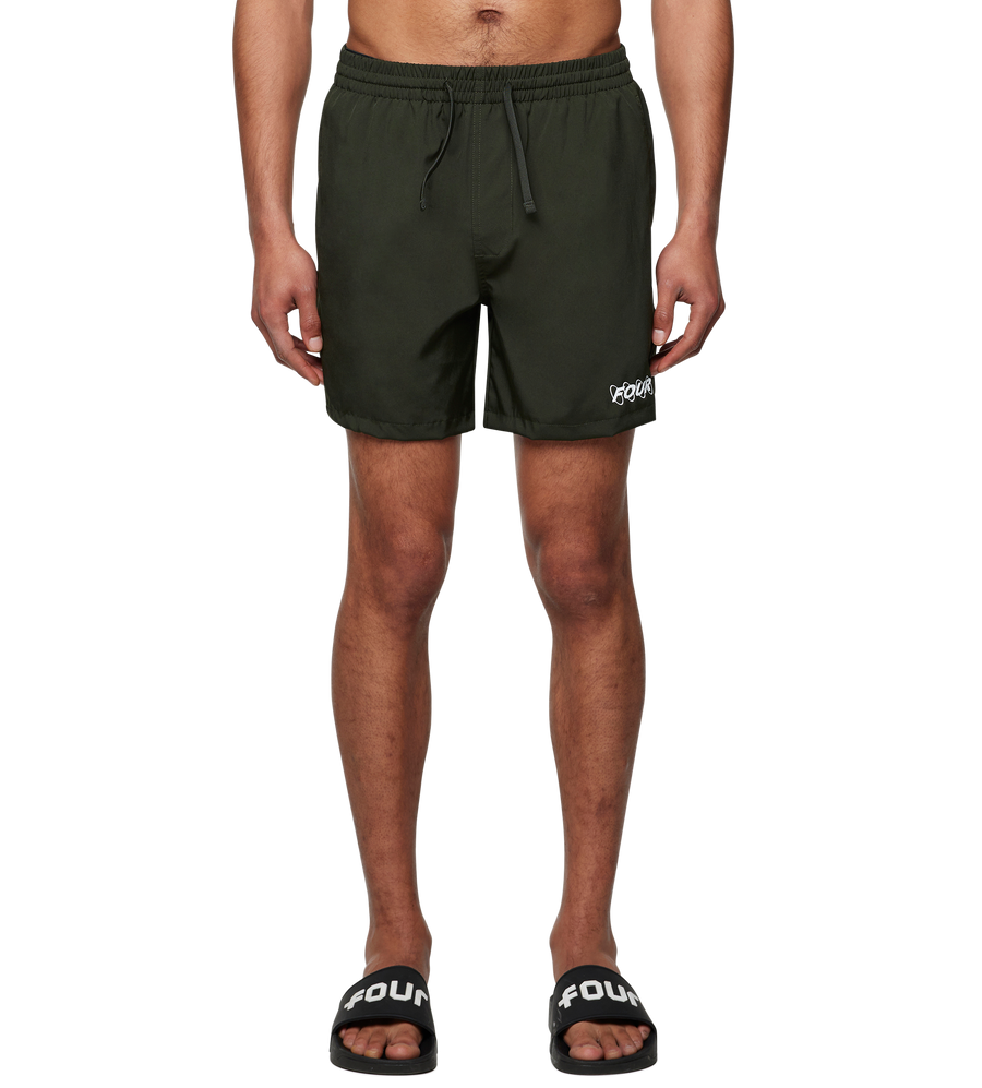 Circles Swim Shorts Army Green/ White