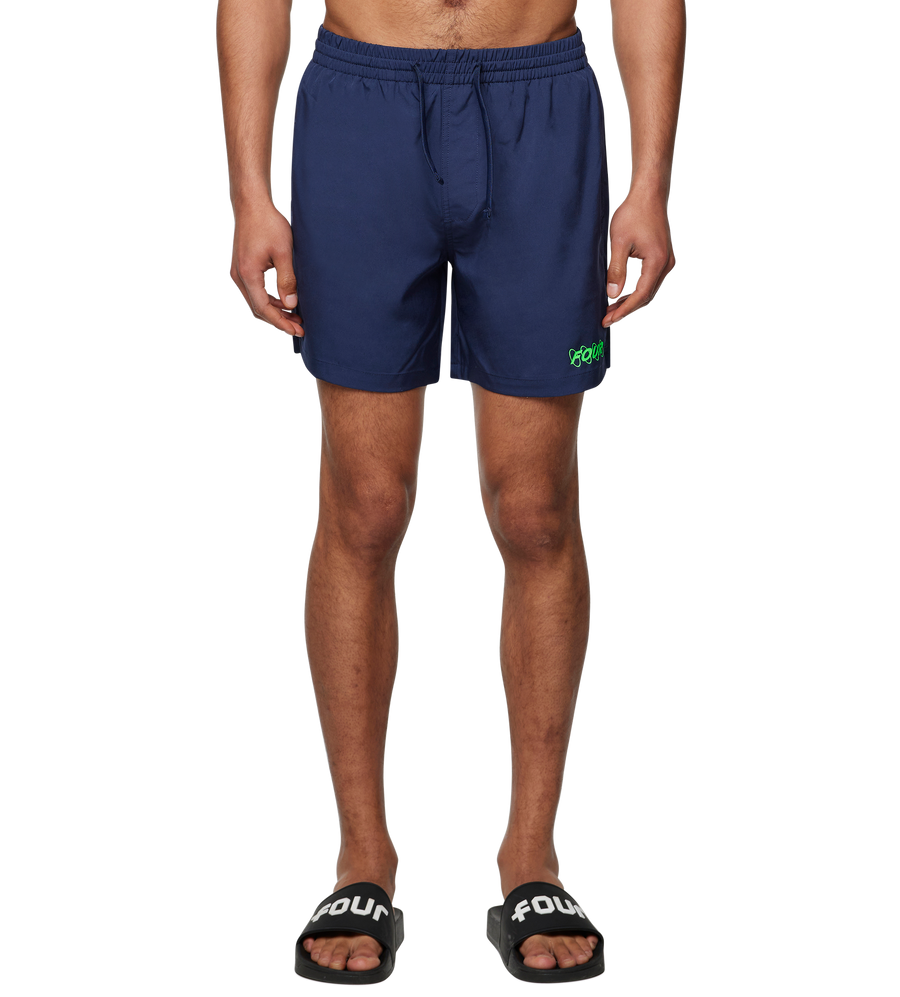 Circles Swim Shorts Marine Blue/ Neon Green