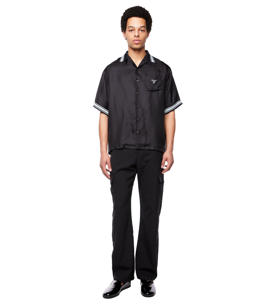 Short-Sleeved Silk Twill Shirt Black
