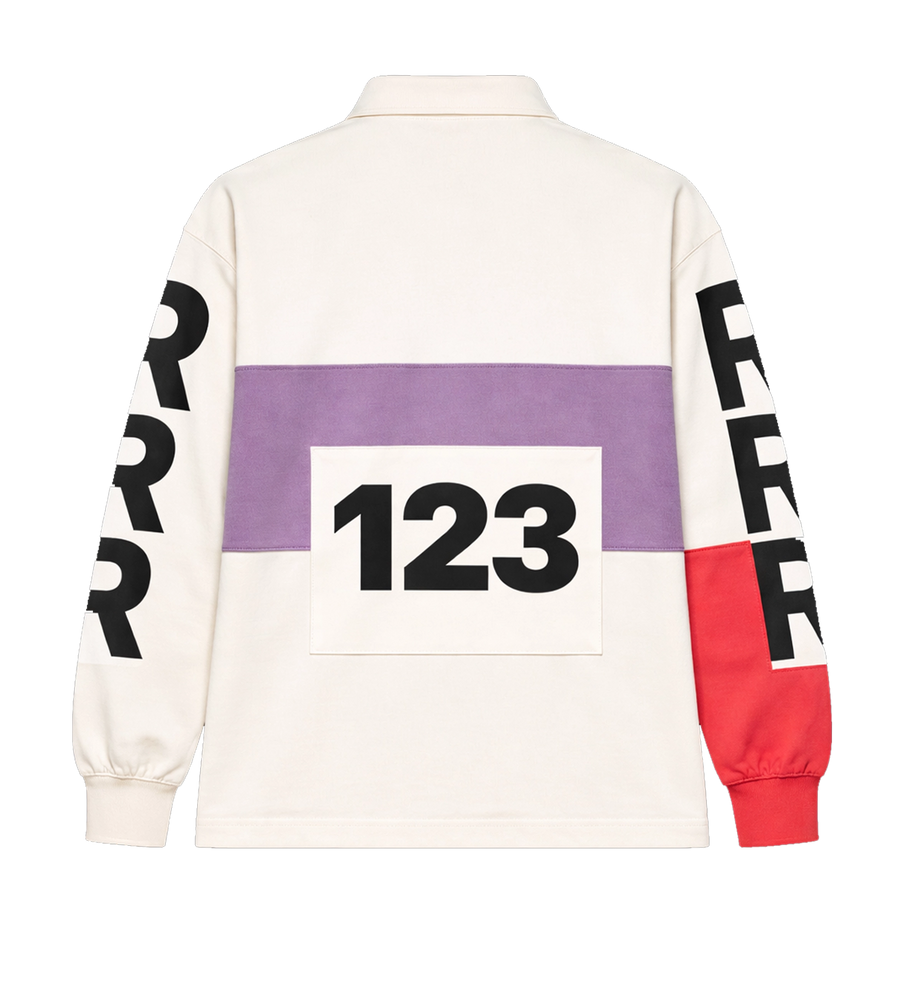 123 Rivington Graphic Rugby Shirt in White