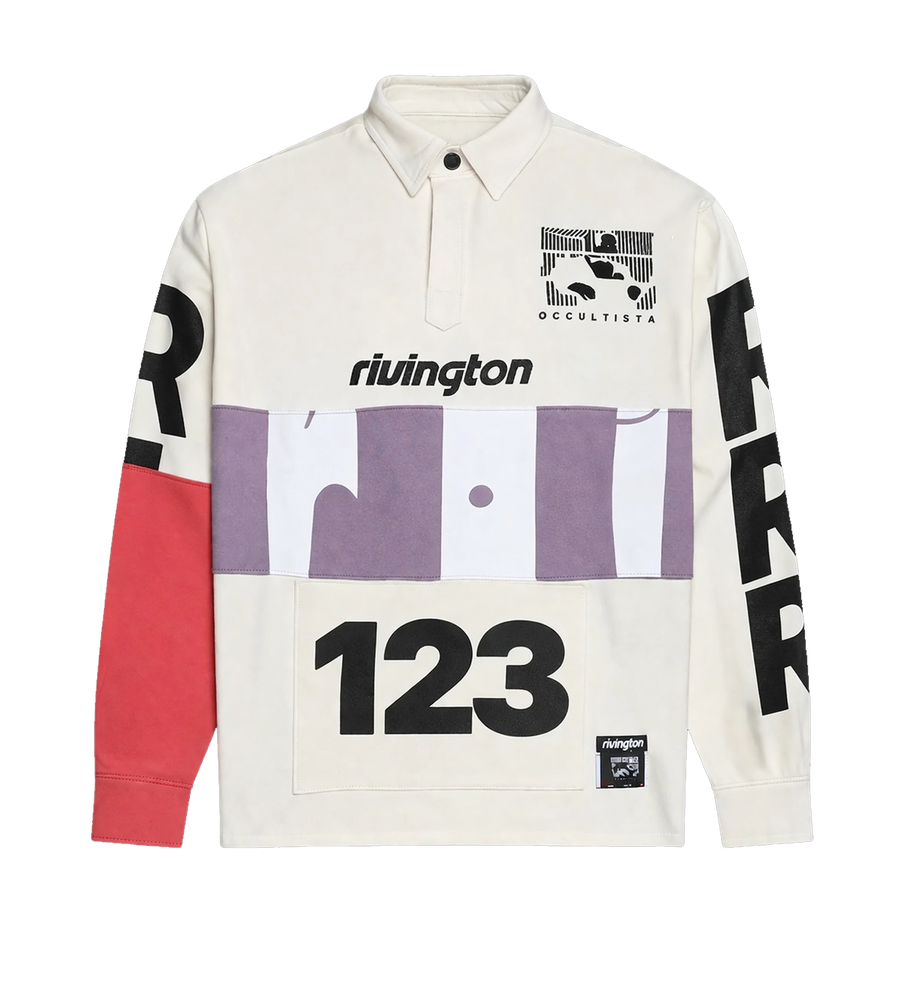 123 Rivington Graphic Rugby Shirt in White