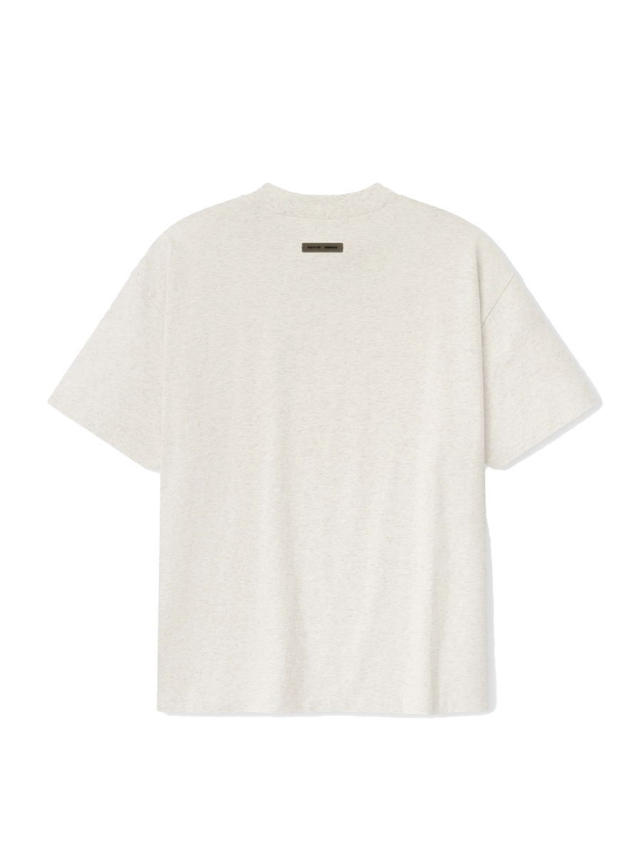 Fear of God Essentials Embroidered Classic Short Sleeve Tee in Oatmeal Heather