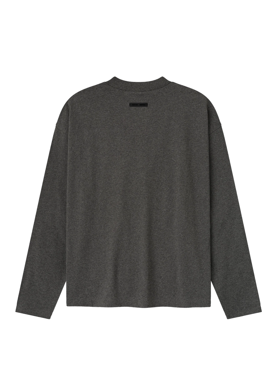Fear of God Essentials Embroidered Classic Fit Long Sleeve in Charcoal Heather