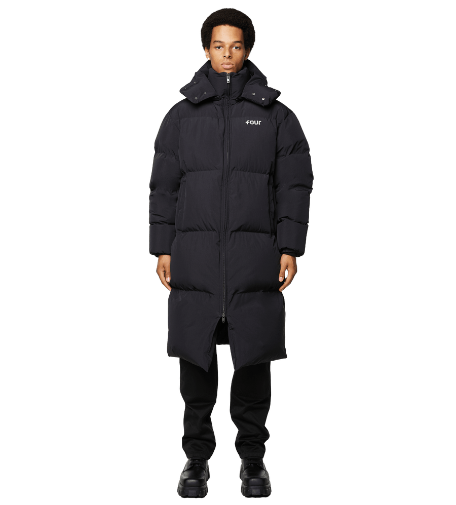 Long Logo Puffer Jacket Black