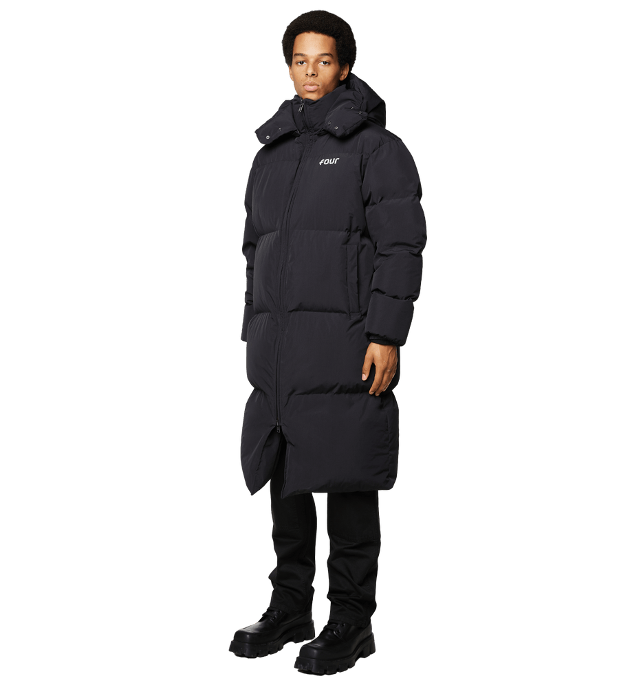 Long Logo Puffer Jacket Black