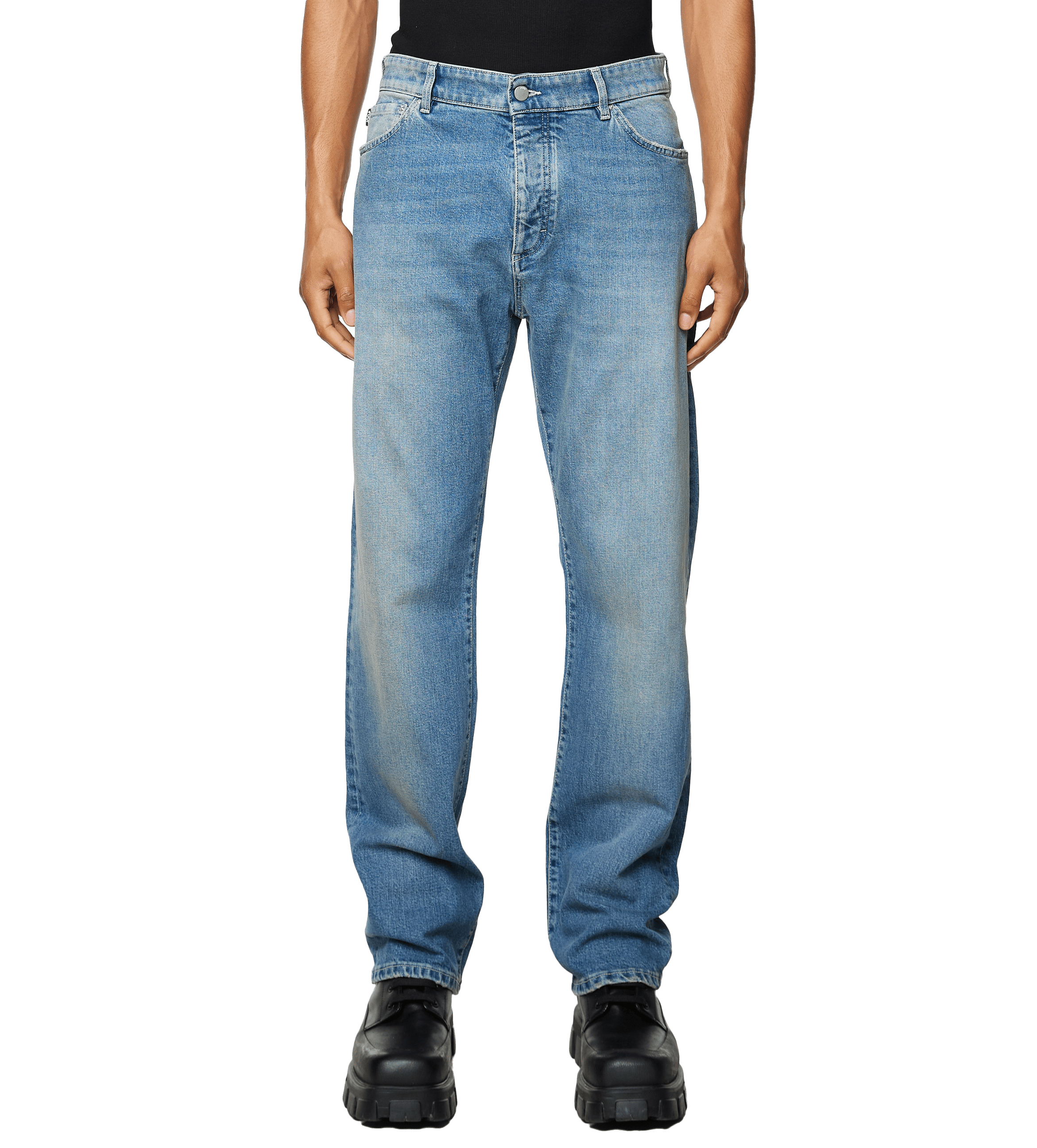 Straight Leg Denim Dark Blue Sand Wash