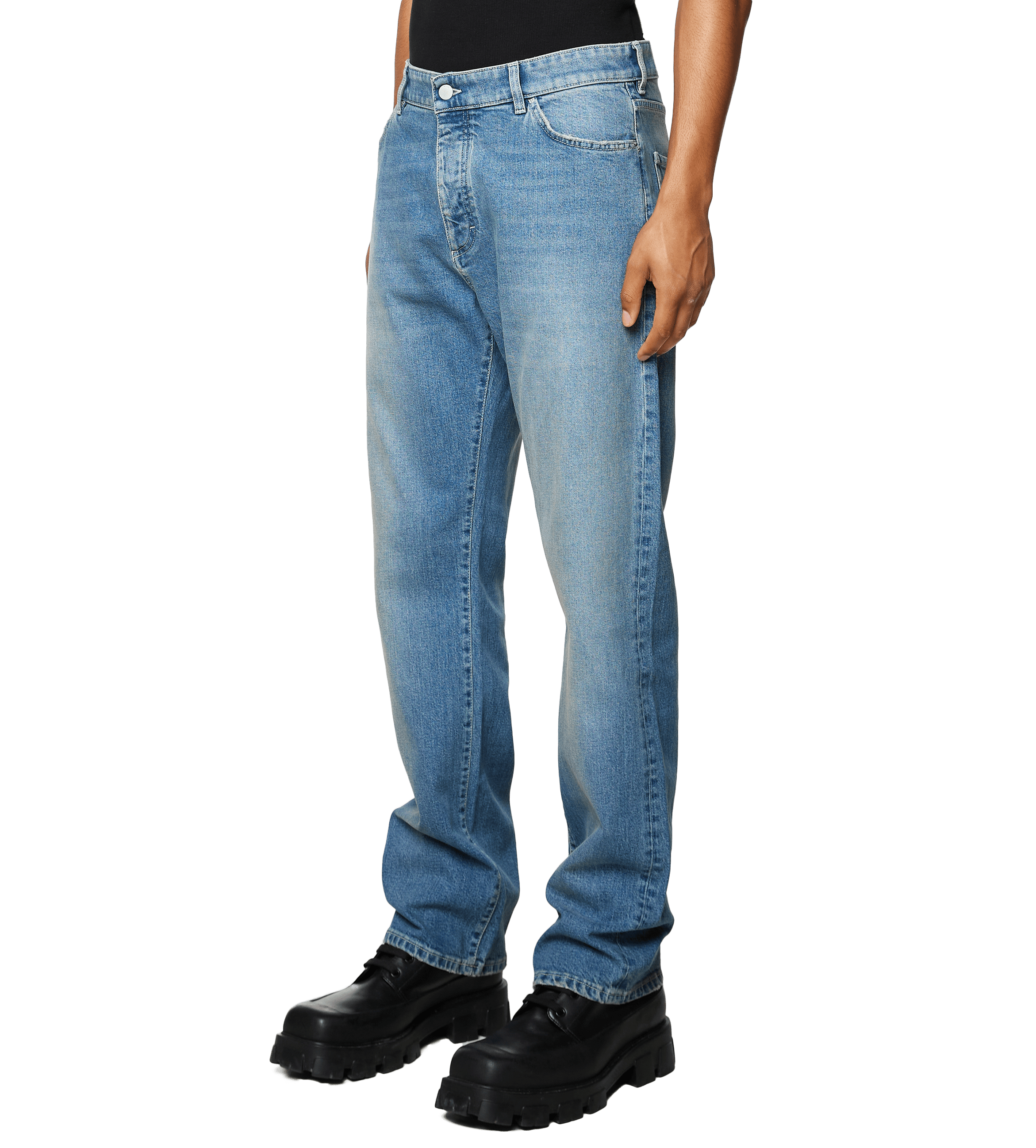 Straight Leg Denim Dark Blue Sand Wash