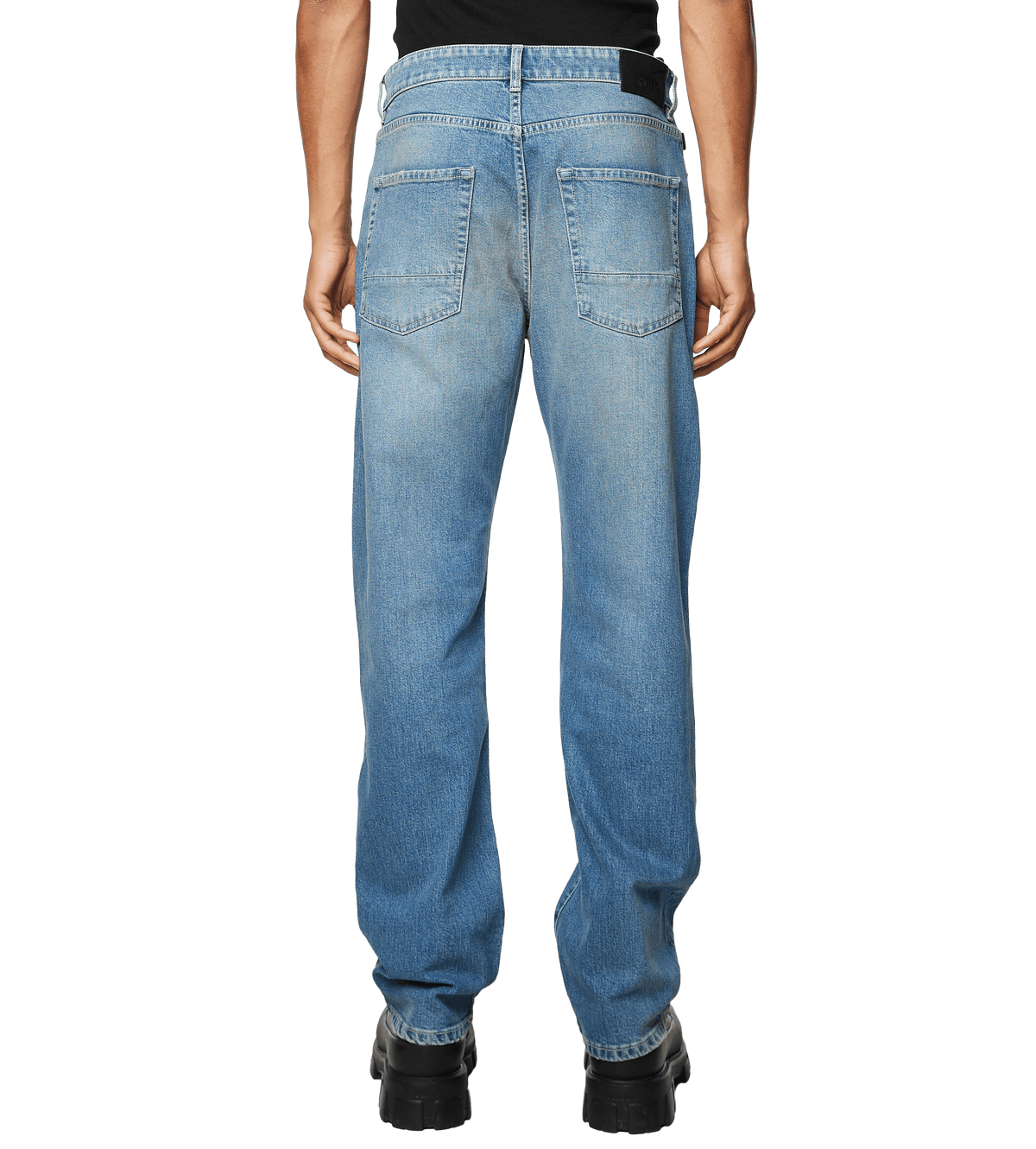 Straight Leg Denim Dark Blue Sand Wash