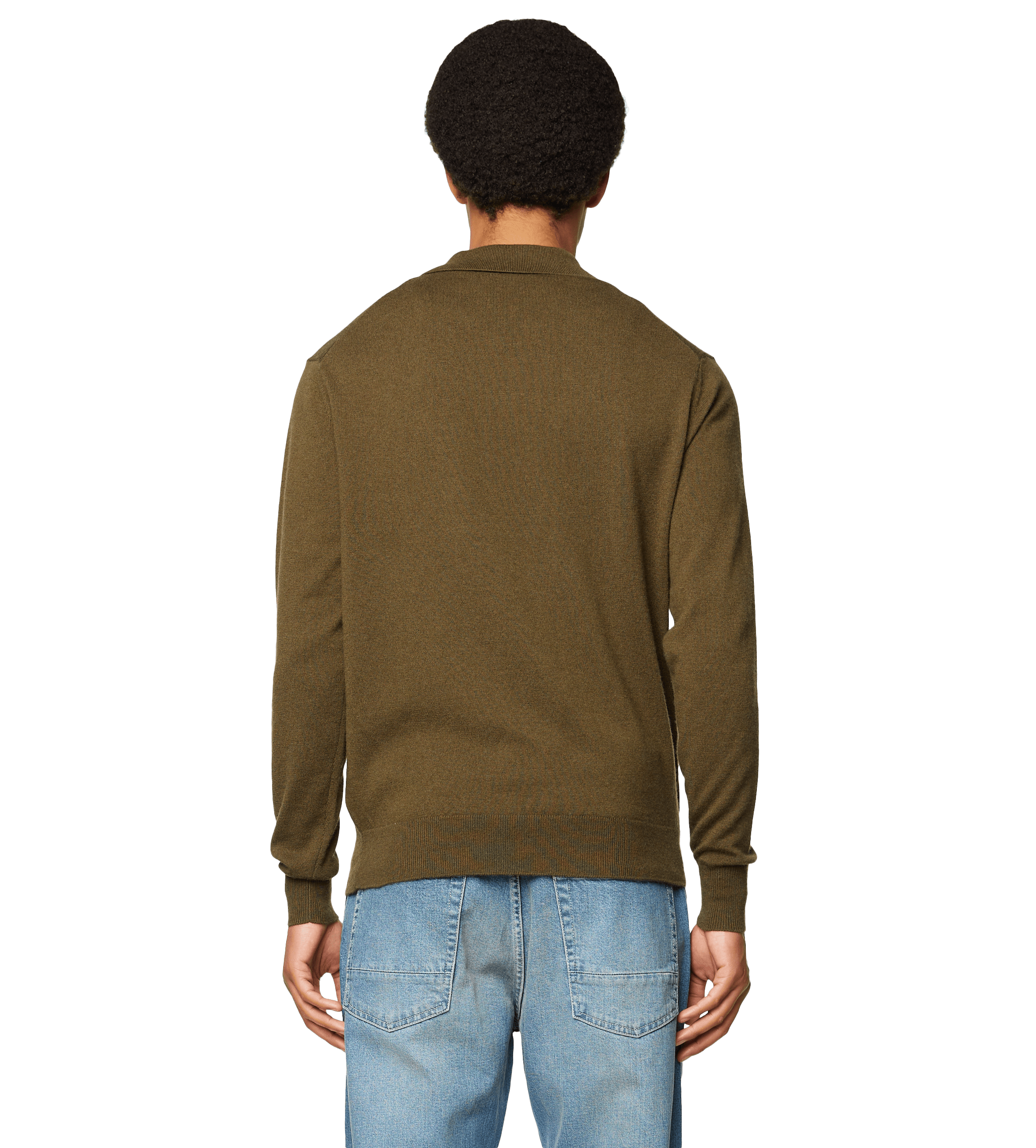 Knitted Long Sleeve Polo Green