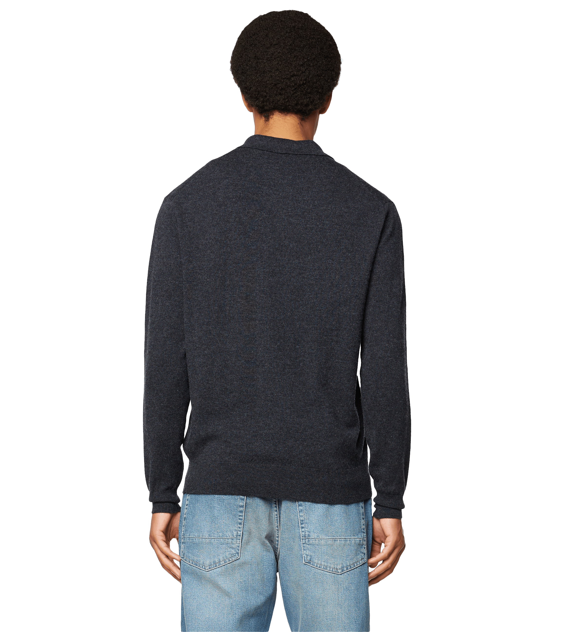 Knitted Long Sleeve Polo Dark Grey