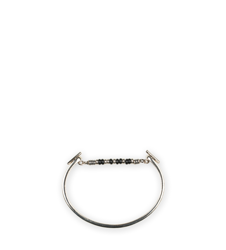 MAOR Long ID Bar Bracelet B01001-SSBO Black Onyx