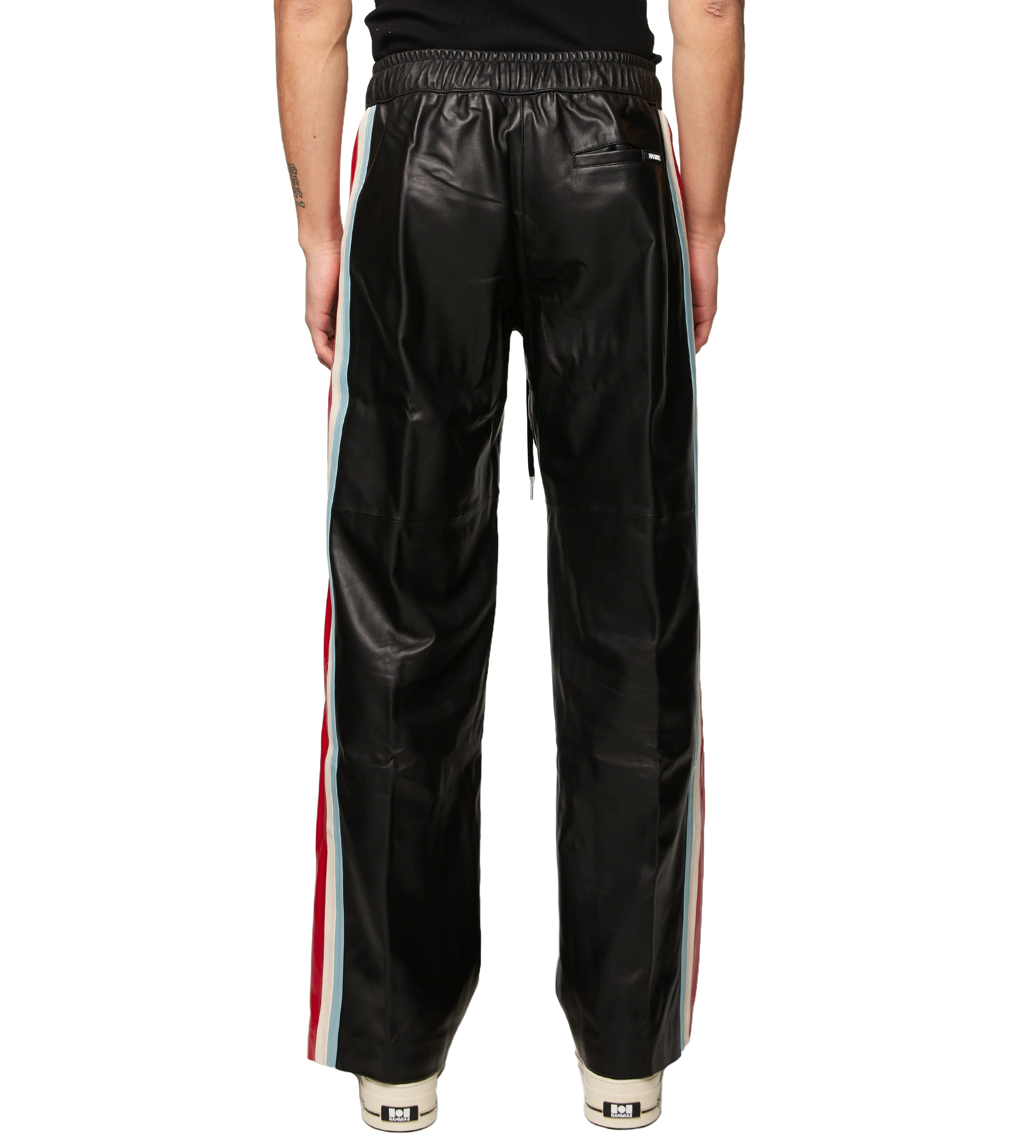 Colored Leather Moto Track Pant Black